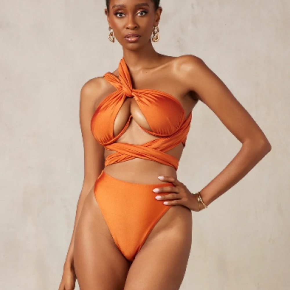 MBM Swim Burnt Orange Bella Top and Passion Bottom